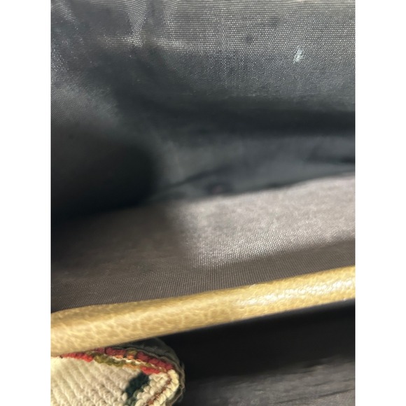 Vintage Tapestry Floral Handbag Amber Lucite Handle Kiss Lock Closure Women - Picture 6 of 11